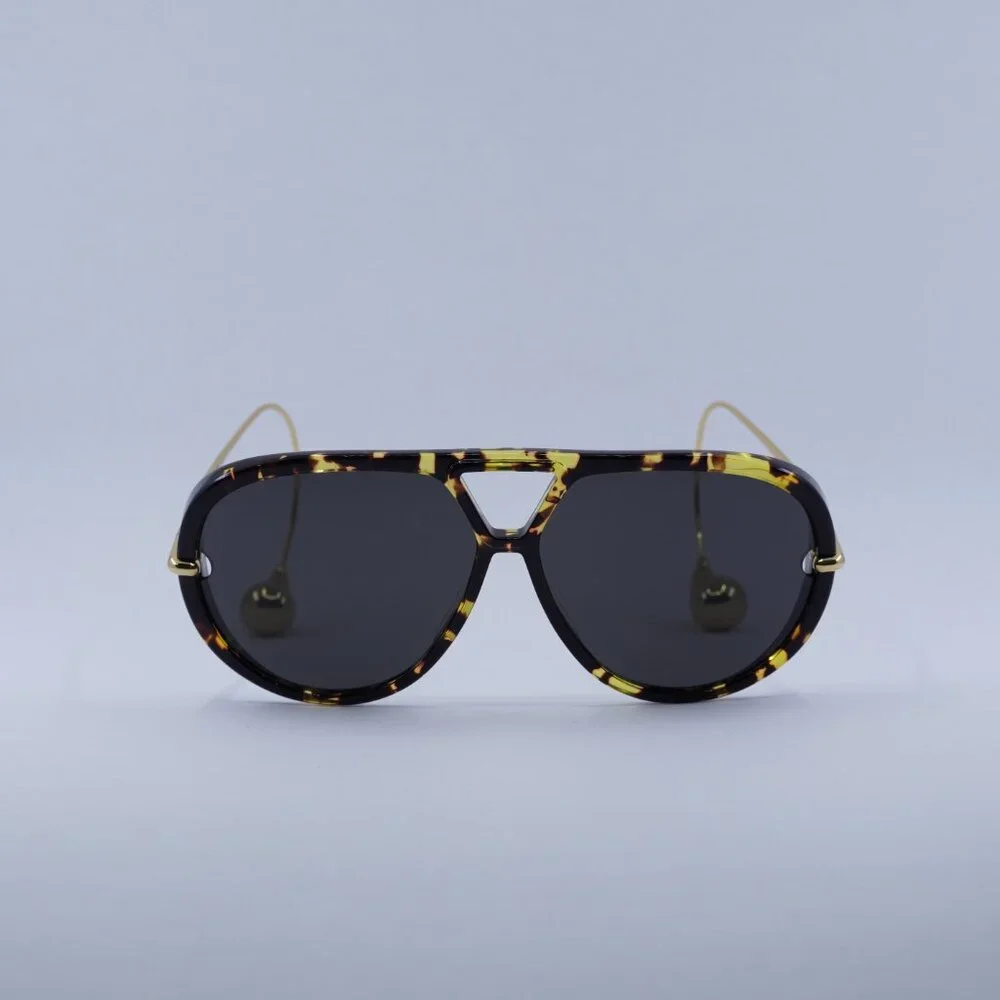 Bottega Veneta BV1273S 005 Sunglasses Havana Gold Geometric Frame, Grey Lenses - Picture 5 of 12
